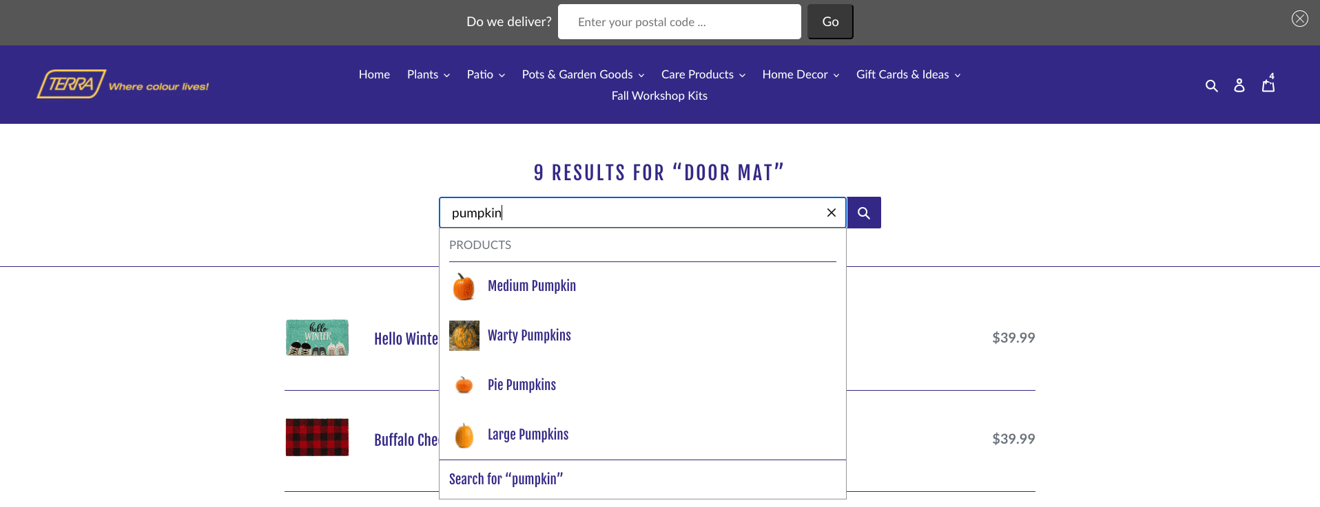 Terra to Go website search function search function on the Terra To Go website