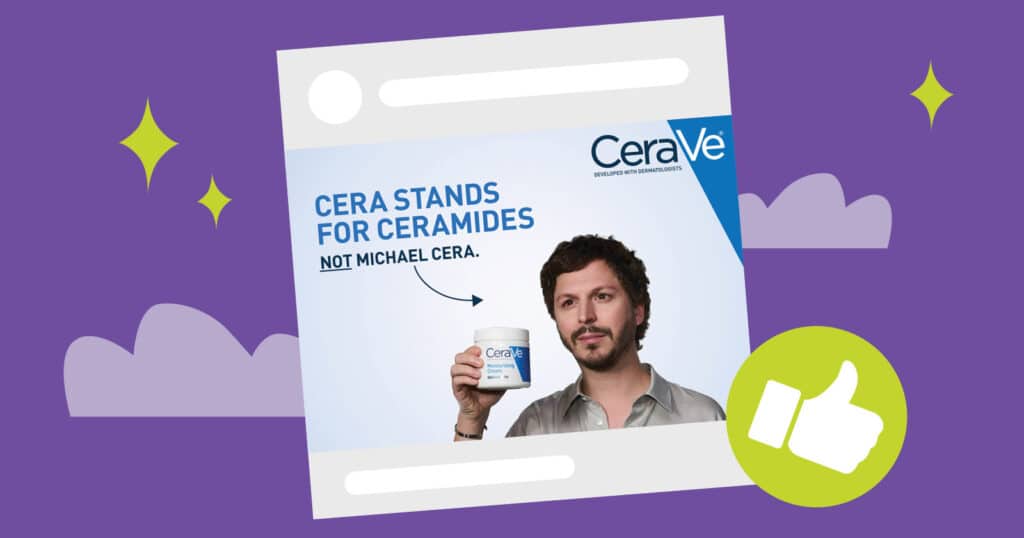 Michael Cera holdind Cerave cream from their campaign